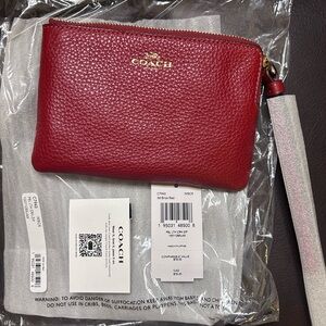 Coach Wristlet NWT Red with gold hardware